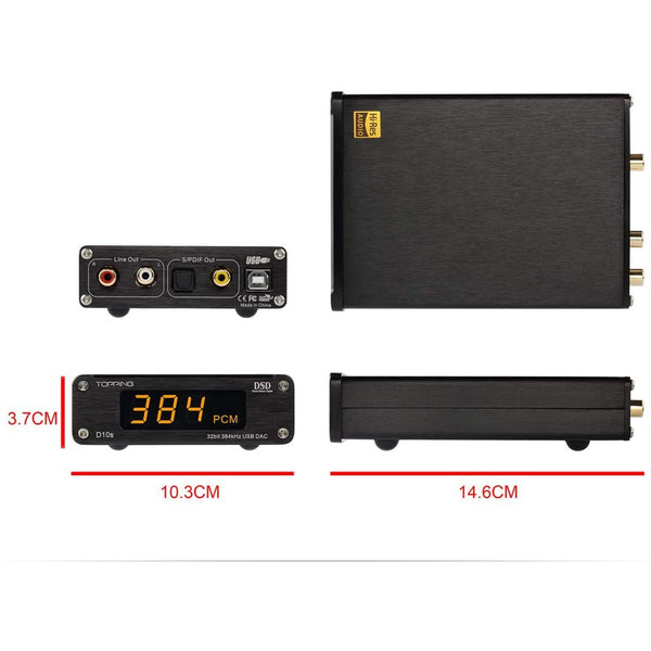 Topping D10s, Digital-to-Analog Converter: Mini USB DAC with XMOS XU208, ES9038Q2M, DSD256 (D 10s)