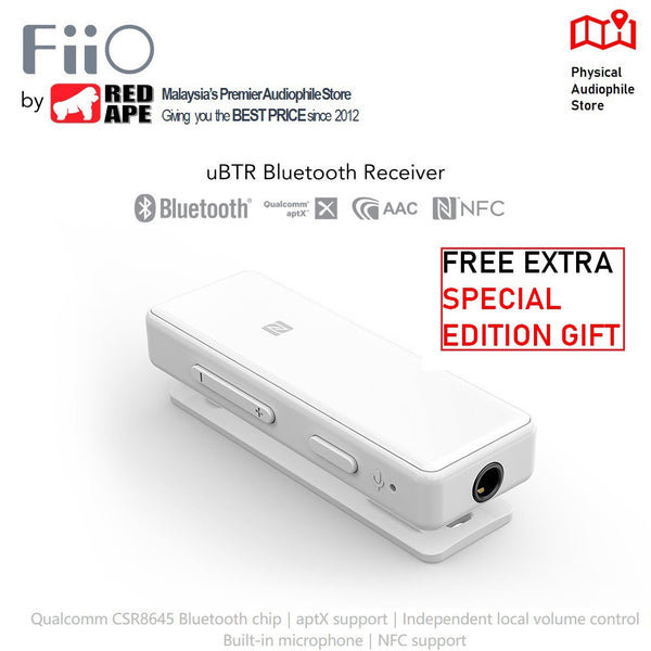 FIIO uBTR, Portable Bluetooth Receiver: NFC Built-In Omnidirectional Microphone with 3.5mm Stereo Output Receiver (ubtr)