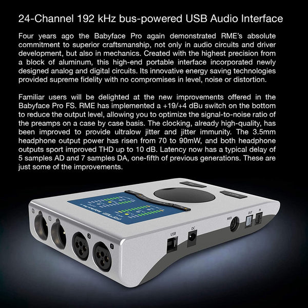 RME Babyface Pro FS, USB Audio Interface: 24-Channel 192 kHz Bus-Powered USB 2.0 Interface DAC (Babyface Pro FS)