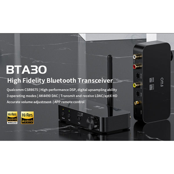 FiiO BTA30 Bluetooth Receiver, Transmitter and DAC: Bluetooth 5.0 Portable Wireless Long Range Transceiver (BTA 30)