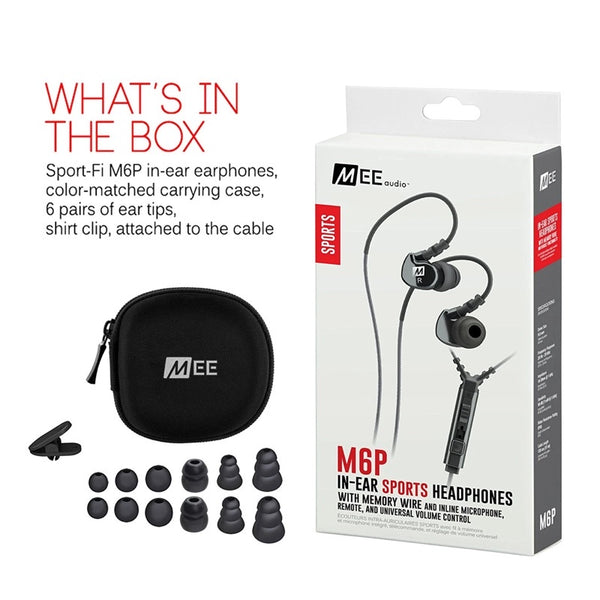 MEE Audio M6P, In-Ear Monitors: Sport-Fi with Memory Wire, Microphone, and Volume Control Earphones IEM (M6P)