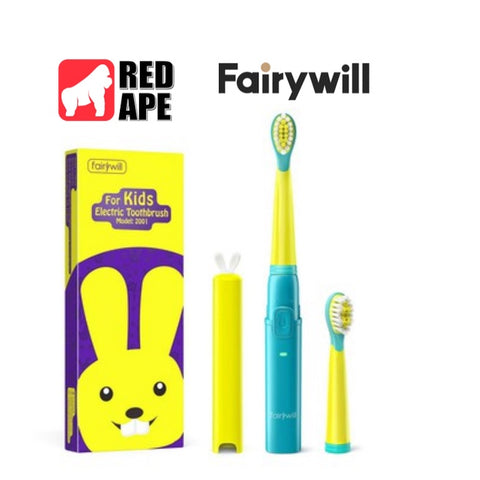 Fairywill FW2001, Kids Electronic Toothbrush: Green + 2 Heads (FW 2001)