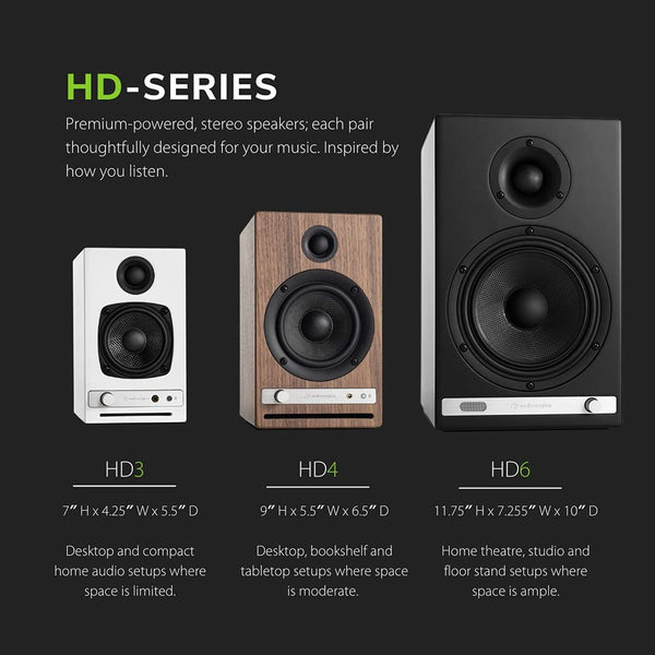 Audioengine HD4, Wireless Speaker: Bluetooth Desktop Monitor Speakers, aptX HD, 120W Powered (HD4)