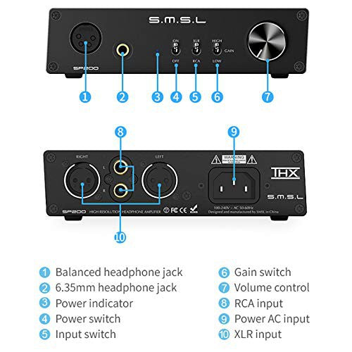 SMSL SP200, Balanced Headphone Amplifier: THX AAA-888 with XLR RCA Input AMP (SP 200)