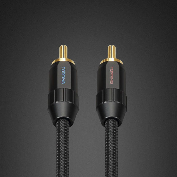 Topping TCR2-10, RCA Interconnect Audio Cable (10cm): 6N Single Crystal Copper, Gold-Plated Connectors (TCR2-10)