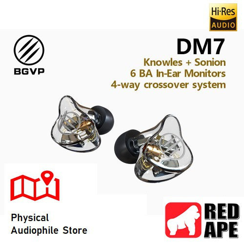 BGVP DM7, In-Ear Monitors: 6 Balanced Armature Drivers, 3D Printed Resin Cavity, 8-Core Cable IEM (DM 7)