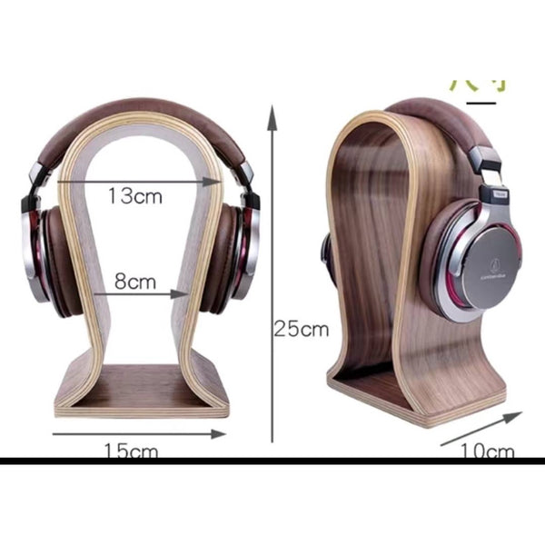 PremiumHeadphone Stand Wood,Stand for Headphones_flat bottom, Walnut Finish