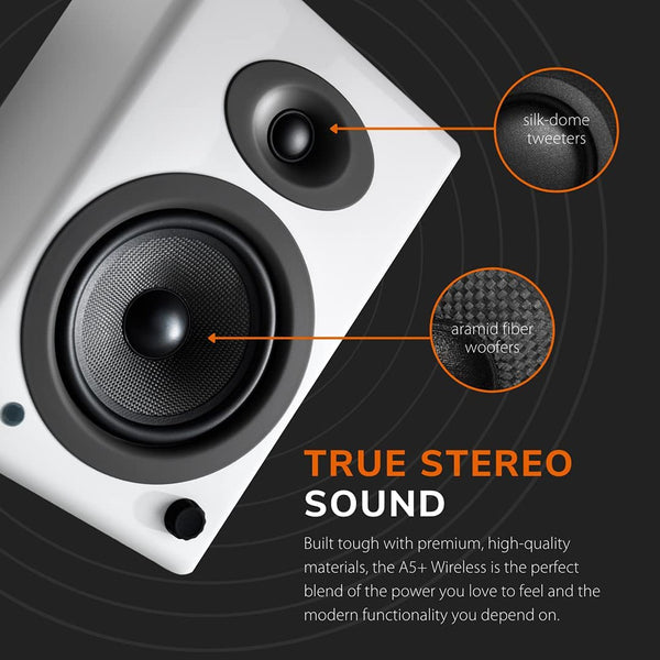 Audioengine A5+ Plus, Wireless Speaker: Desktop Monitor Speakers for Home Music System, aptX HD (A5+ Plus)