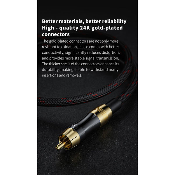 FiiO LR-RCA1, RCA Audio Cable (50CM): High Purity Copper Core Analog Audio Cable (LRRCA1)