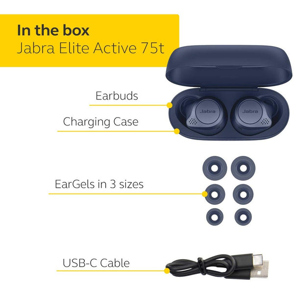 Jabra Elite Active 75t, True Wireless Earbuds: with Charging Case and 2 Years Warranty TWS