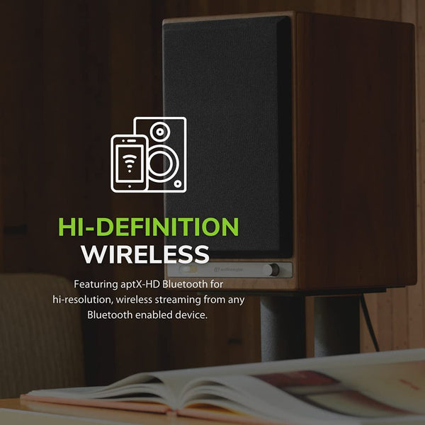 Audioengine HD6, Wireless Speaker: Desktop Monitor Speakers aptX HD Bluetooth, 150W Powered Bookshelf Speaker (HD6)