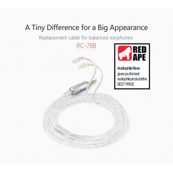 FiiO RC-78B, In-Ear Monitors Replacement Cable: 0.78MM 2.5MM Dual Pin Silver-Plated IEM Cable (RC 78B, RC78 B, RC78B)