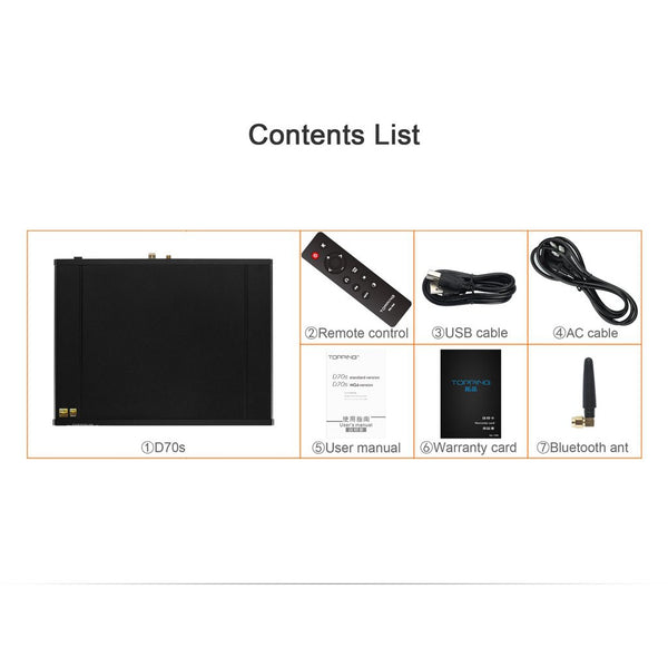 Topping D70S, MQA DAC with Preamplifier: Dual AK4497, Bluetooth 5.0, 32-bit768kHz DAC (D70S)