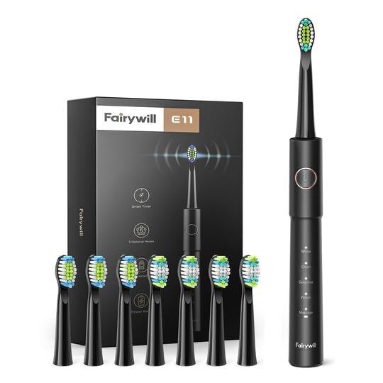 Fairywill E11, Sonic Toothbrush: for Adults & Kids with 8 Brush Heads and 5 Modes Electric Toothbrush (E 11)