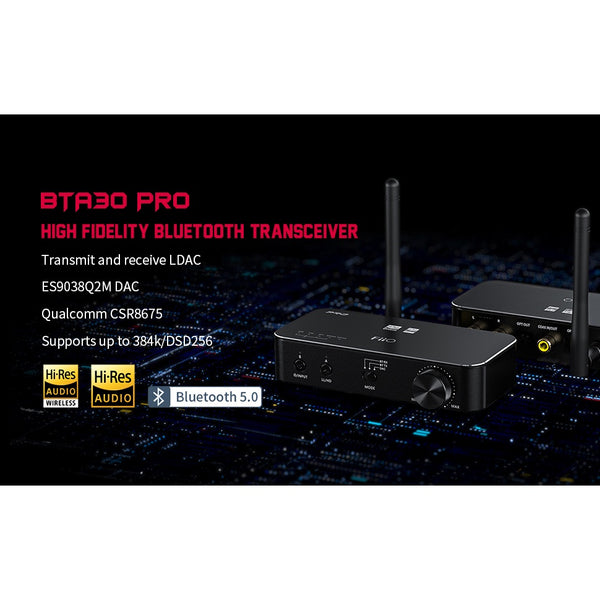 FiiO BTA30Pro, Bluetooth Transmitter and Receiver & DAC: for PC/TV/Speaker/Headphone with BT5.0 Tx/Rx & DAC (BTA 30)