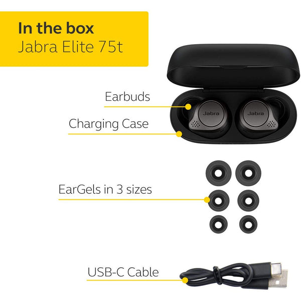 Jabra Elite 75t, True Wireless Earbuds: 28 Hours Battery Life TWS (Elite 75t)