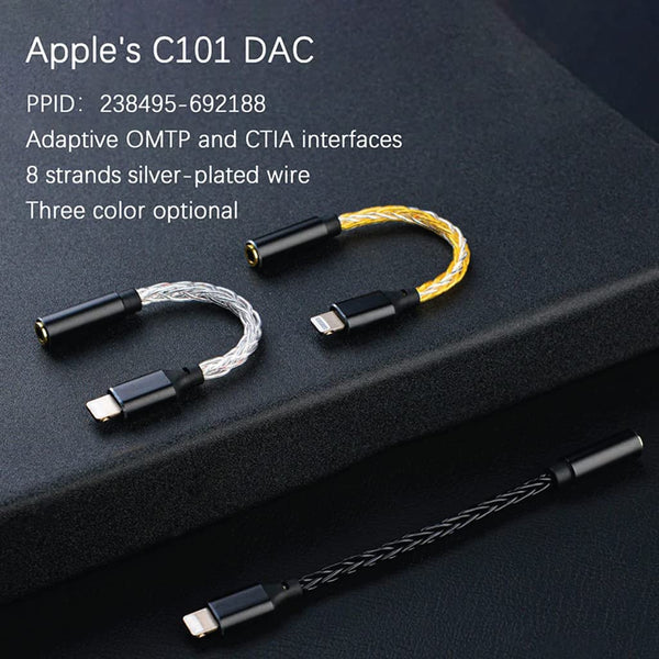 Jcally JM08L, Adapter DAC and Amplifier: Lt to 3.5mm, MFI Certified Portable Digital Audio Adapter DAC/AMP (JM08L)