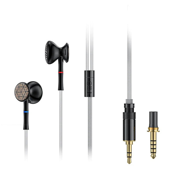 FiiO FF3, Dynamic Driver Wired Flathead Earbuds: with Swappable 3.5 and 4.4 Balance Audio Plugs 14.2mm Earphones (FF 3)