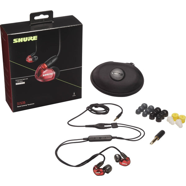 Shure SE535, Sound Isolating Earphones: Limited Edition Red with Remote, Mic & BT2 Cable Wireless Earphones (SE 535)