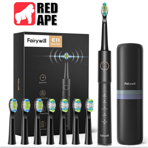 Fairywill E11, Sonic Toothbrush: for Adults & Kids with 8 Brush Heads and 5 Modes Electric Toothbrush (E 11)