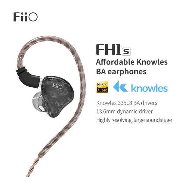 FIIO FH1S, Hybrid Driver In-Ear Monitors: with 1BA Knowles +1Dynamic Earphones IEM (FH 1S, FH1 S)