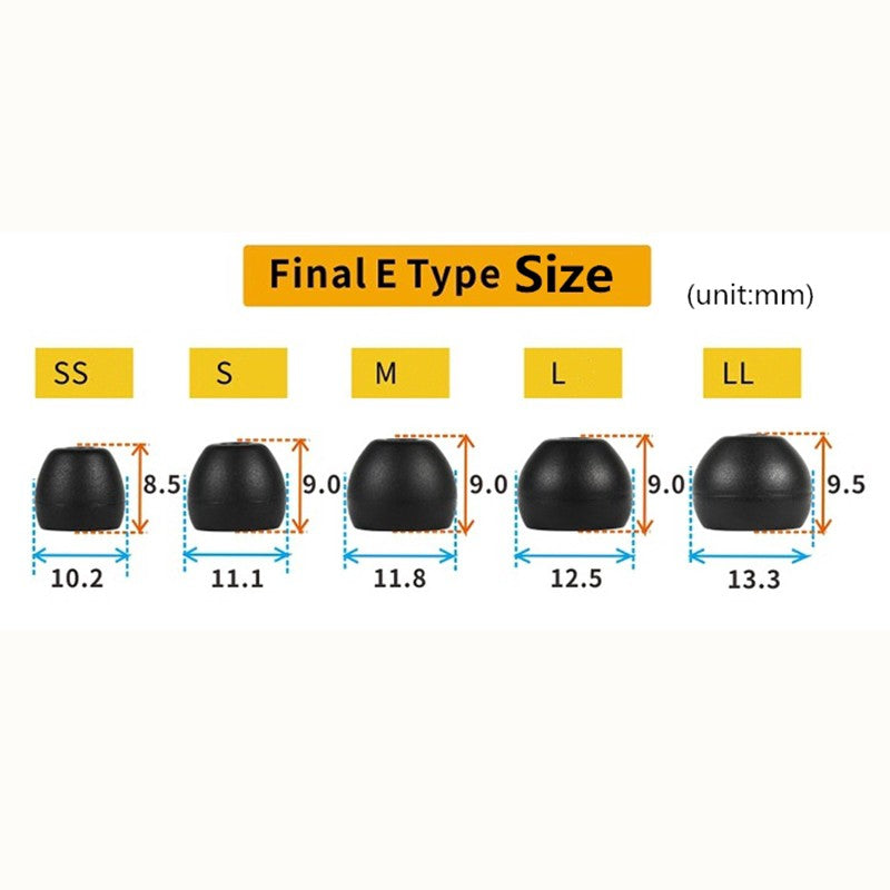 Final Audio Type E, Silicone Replacement Eartips: 3 Pairs with Case and Nozzle Adapter Ear Tips