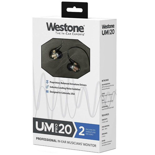 Westone UM Pro 20 (2nd Gen), In-Ear Monitors: Dual Balance Armature Professional Earphones IEM (UM Pro 20 Gen 2)