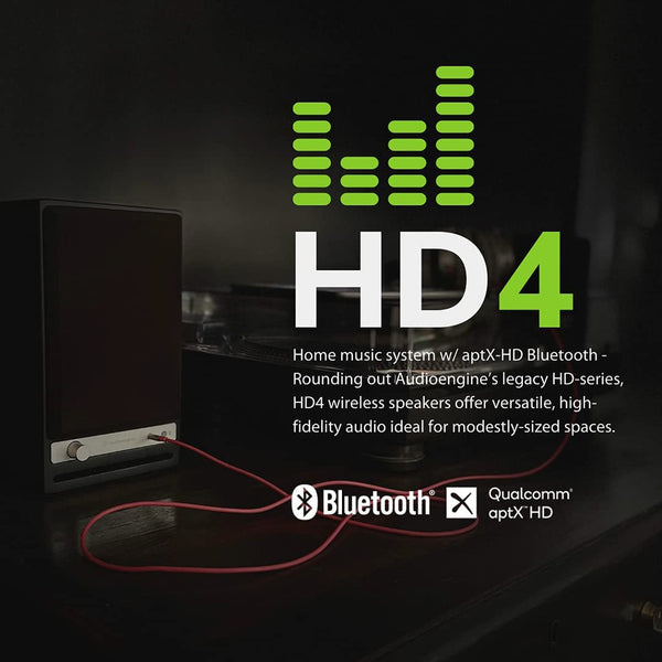 Audioengine HD4, Wireless Speaker: Bluetooth Desktop Monitor Speakers, aptX HD, 120W Powered (HD4)