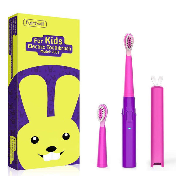 Fairywill FW2001, Kids Electronic Toothbrush: Green + 2 Heads (FW 2001)