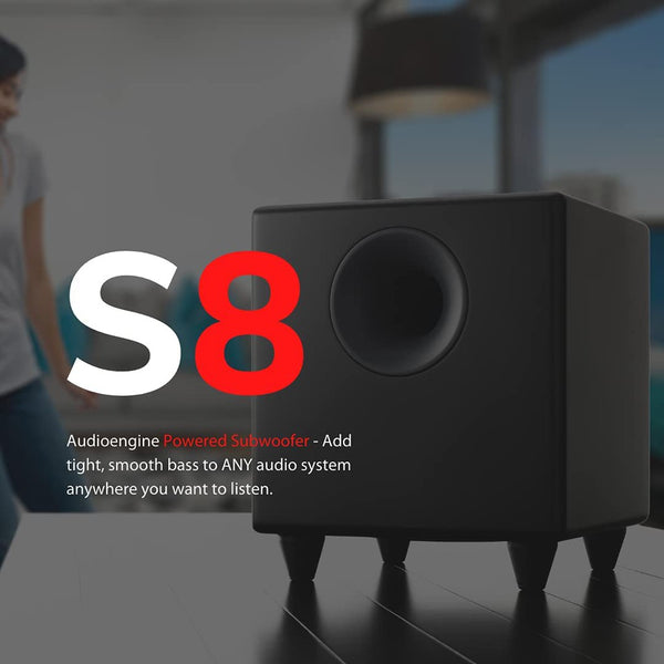 Audioengine S8, Subwoofer: 250W Powered with Built-In Amplifier Subwoofer (S8)