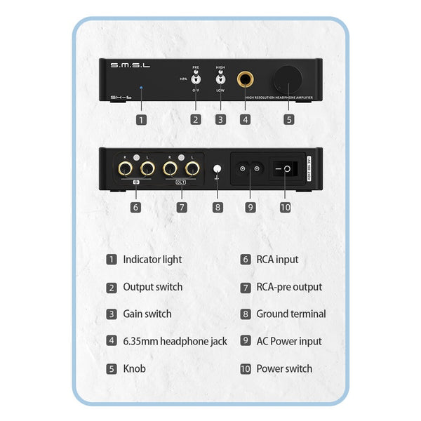 SMSL SH-6, Mini Desktop Amplifier: RCA Input 6.35mm AMP (Latest SH6, SH 6)