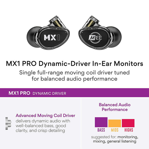 MEE Audio MX Pro, In-Ear Monitors: 4 Drivers for Precise Monitoring Earphones IEM