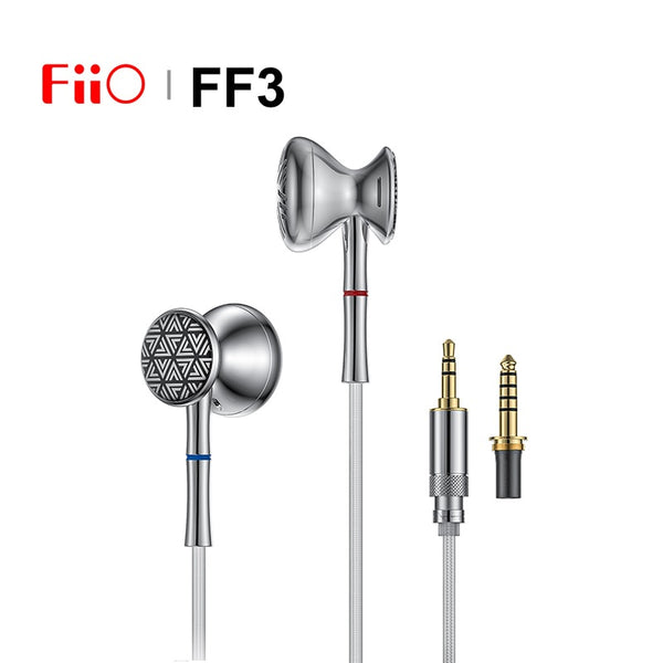 FiiO FF3, Dynamic Driver Wired Flathead Earbuds: with Swappable 3.5 and 4.4 Balance Audio Plugs 14.2mm Earphones (FF 3)