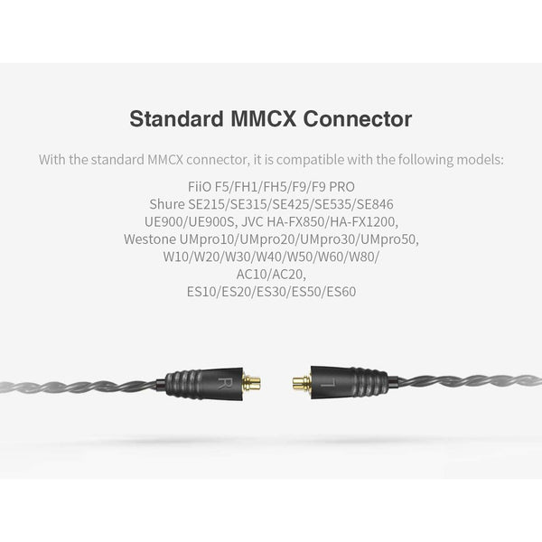 FiiO LC-3.5AS, MMCX In-Ear Monitors Cable (40CM): Standard MMCX 3.5 Connector Short Cable (LC3.5AS)