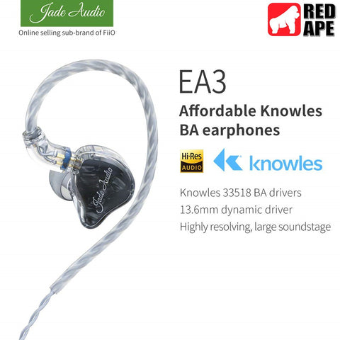 Jade Audio EA3, In-Ear Monitors: HiFi 1BA + 1 Dynamic Hybrid Earphones (EA 3)