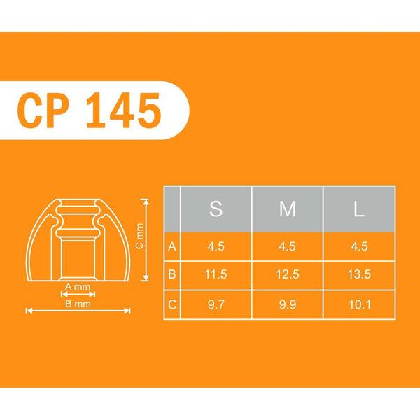 SpinFit CP145, Silicone Replacement Eartips: Patented 360-Degree Rotation Silicone for Enhanced Comfort (CP 145)