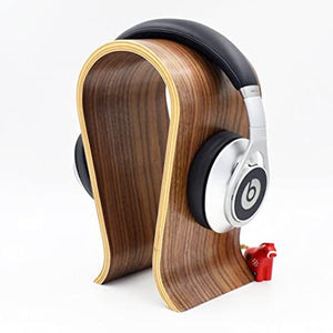 Premium Wooden Headphones Stand: For Headphones, Walnut Finish Headphone Stand