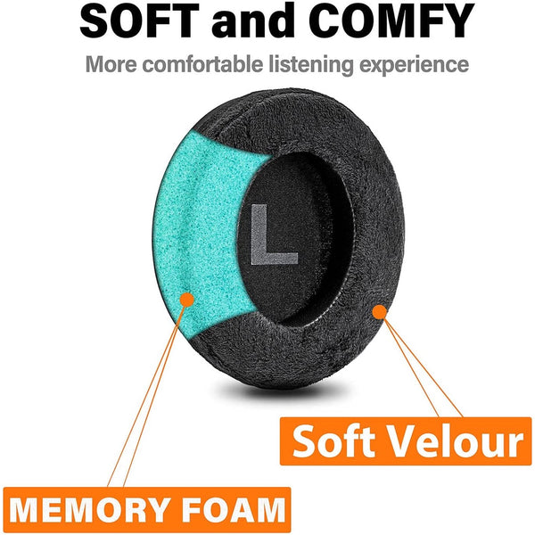 SHP9500, Velour Replacement Ear Pads: Memory Foam Replacement Ear Cushions for Over-Ear Headphones (SHP9500)