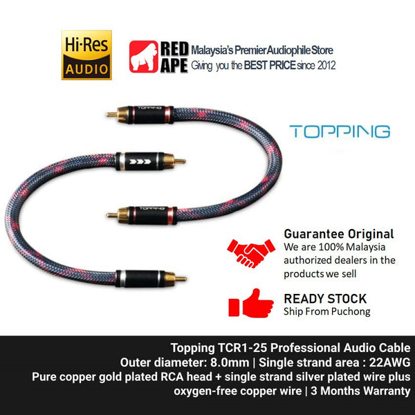 Topping TCR2-25, RCA Audio Cable: Professional Audio Signal Cable for Decoders and Amplifiers (TCR 2 25)