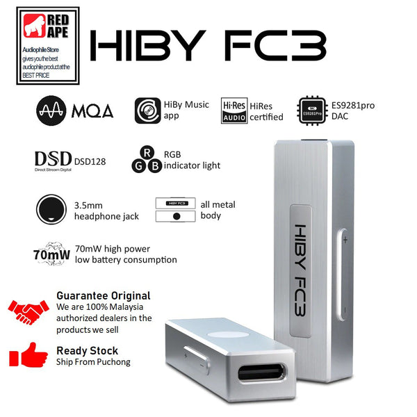 HiBy FC3, DAC and Amplifier: USB DAC Dongle with MQA 4x Unfold, Supports Android and PC DAC/AMP (FC 3)