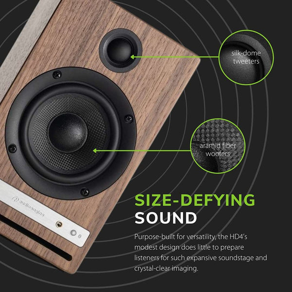 Audioengine HD4, Wireless Speaker: Bluetooth Desktop Monitor Speakers, aptX HD, 120W Powered (HD4)