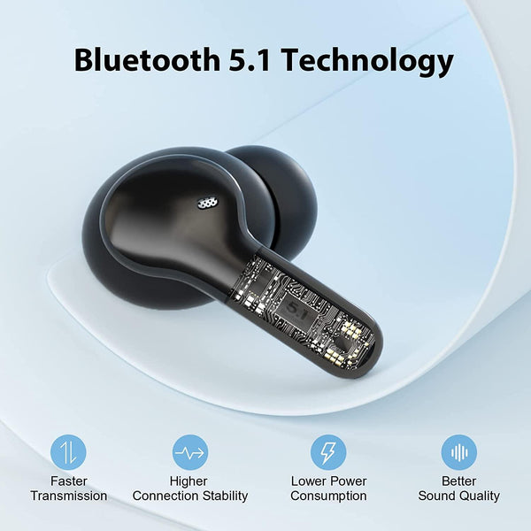 QCY T13, True Wireless Earbuds: Noise Cancelling, Deep Bass, Touch Control Ear Buds, HIFI Stereo 40H Playtime TWS