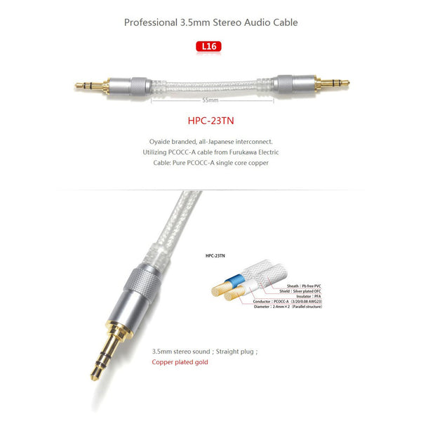 FiiO L17, L-shaped Interconnect Stereo Cable: 3.5mm-to-3.5mm, Made in Japan Oyaide (L 17)