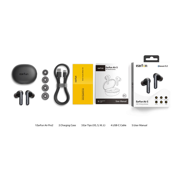 EarFun Air S, True Wireless Earbuds: aptX Multipoint, 6 Microphones Wireless Bluetooth Earphone TWS (Air S)