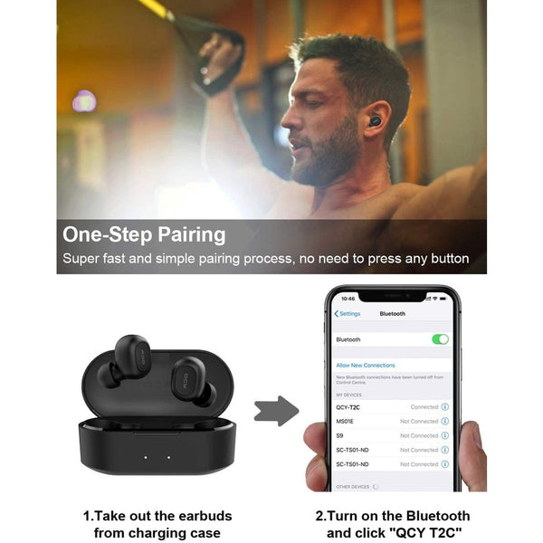 QC¥ T2C, True Wireless Earbuds: Bluetooth 5.0 Wireless Earphones with Microphone (T2C)