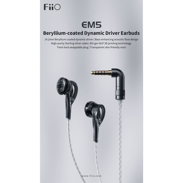 FiiO EM5, Flagship Flat In-Ear Monitors: Single Beryllium Dynamic Drivers Earphones IEM (EM 5)