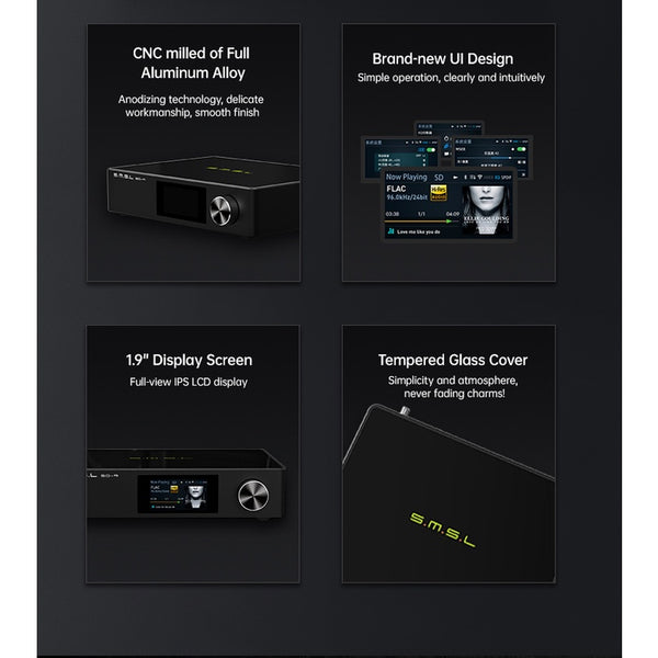 SMSL SD-9, Streaming Digital Audio Player: MQA Full Decoding, Bluetooth 4.0, HiFi Desktop Music Player and Streamer DAP