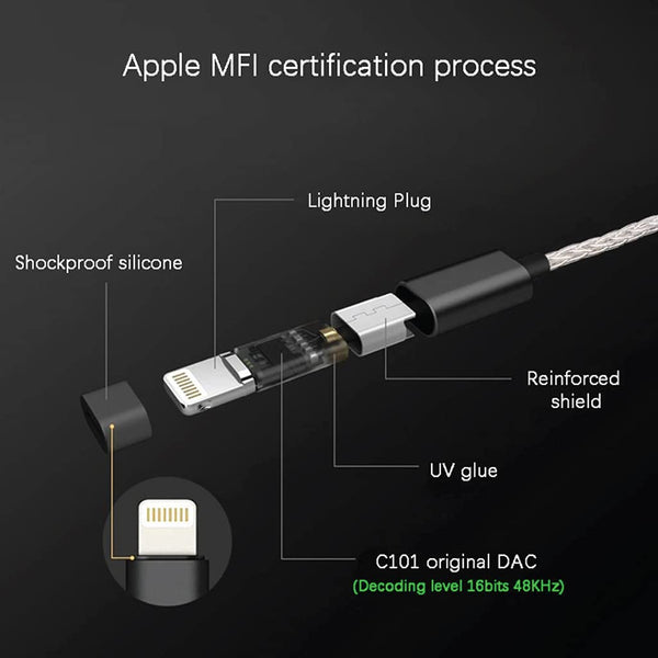 Jcally JM08L, Adapter DAC and Amplifier: Lt to 3.5mm, MFI Certified Portable Digital Audio Adapter DAC/AMP (JM08L)