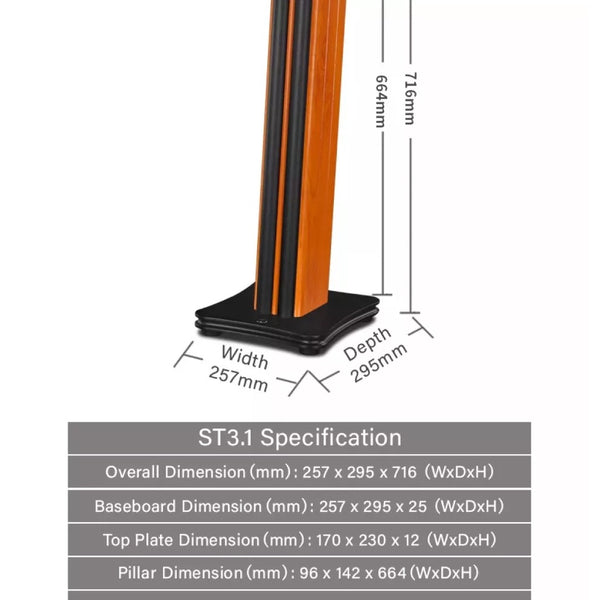 Hivi Swans ST3.1, Speaker Stands: Low-Resonance Satellite Stand for Bookshelf Speakers Stand (ST3.1)