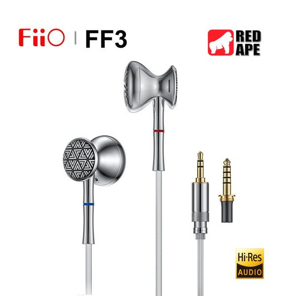 FiiO FF3, Dynamic Driver Wired Flathead Earbuds: with Swappable 3.5 and 4.4 Balance Audio Plugs 14.2mm Earphones (FF 3)